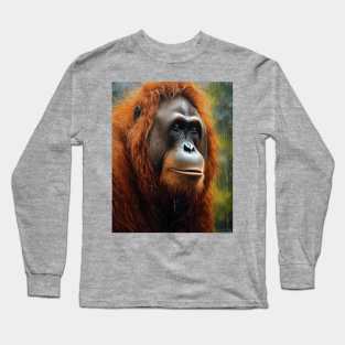 Oil Paint Hyperrealism: Amazing Zoo Orangutan Long Sleeve T-Shirt